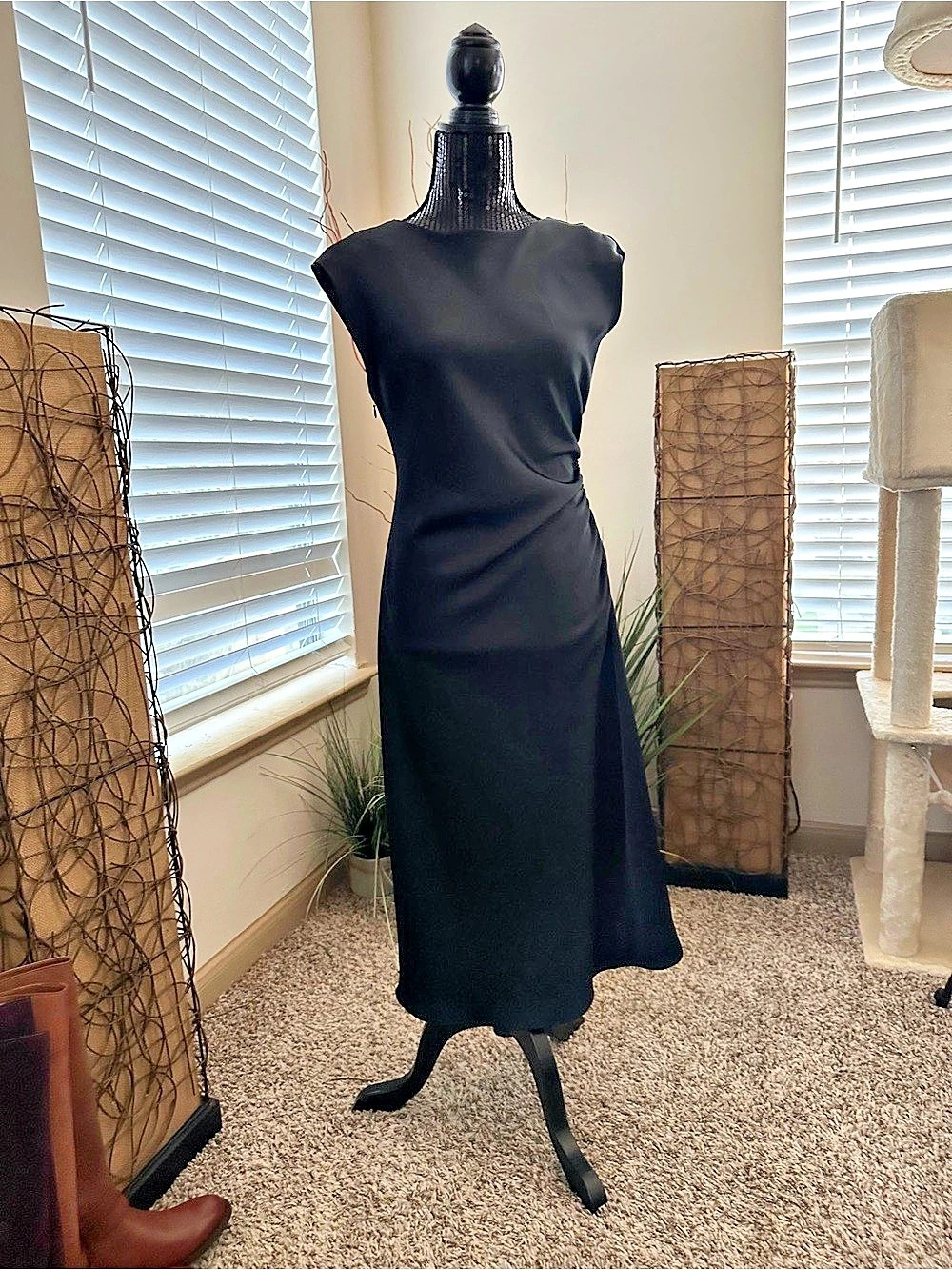 Black Ruched Maxi Dress Like New
